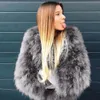 Kobiety Furry Faux Fur Coat Miękkie Strusie Feather Fałszywe Futro Kurtka Zima Ciepła Odzież Odzież Wintage Party Krótki Outwear # T2G