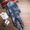 Mens Fashion Zerrissene Jeans Latzhose Distressed Denim Overalls Männliche Hosenträger Hosen Mit Löchern Größe M-XXL2757