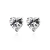 女性のための新しいハート型のダイヤモンドのスターリングシルバーメッキジュエリーのネックレスDN087、人気の白い宝石925シルバーイヤリング