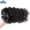 Mikehair 13x4 spets frontal med 3 buntar djupt kroppsvåg mänskligt hår med frontal peruanska malaysiska brasilianska håret med spets frontlin