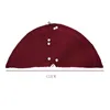 Christmas Tree Skirt 48 Inches Cable Knit Knitted Thick Rustic Xmas Holiday Decoration Burgundy295l