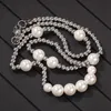 Fashion Mens Pearl Necklace Hip Hop Rostfritt stål Boll Beaded Smycken Clavicle Chain Halsband