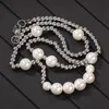 Fashion Mens Pearl Necklace Hip Hop Stainless Steel Ball Beaded Jewelry Clavicle Chain Necklaces8469486