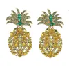 Wholesale- fashion designer exaggerated diamond beautiful colorful crystal cute lovely fruit pineapple stud earrings for women girls