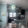 Hotel Villa Sala da pranzo nordica Lampadario in vetro soffiato a mano Sorgente luminosa a LED Lampadari a fiori in vetro multicolore Illuminazione