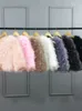 Kvinnors Ny Lyx Fashion Real Ostrich Fur Feather Decoration Cotton Pulded Warm Short Fur Coat Casacos Plus Size SML Bröllopsfest Topps