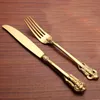 Lace cutlery set Stainless steel golden color spoon knife fork flatware gold restaurant hotel dining accessories