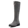 Hot Sale-Fashion Zip Up Knee-High Boots Kvinna Skor Partihandel Vinter Skor Kvinna Ridstövlar