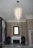 Lámpara de araña de cristal para decoración de boda blanca esmerilada grande y moderna fuente de luz LED 100% iluminación de araña de cristal soplado a mano