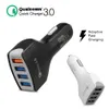 QC 3.0 شاحن سيارة 4 USB ميناء الشحن السريع محول العالمي شاحن الهاتف الخليوي 12V الإضافية 3.1a للهواتف الذكية