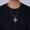 Iced Out CZ King Bull Demon Pendant Necklace Gold Silver Men With Rope Chain Hip Hop Punk Fashion Jewelry331N