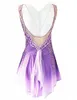 Sukienka na łyżwach figurowych Damska Damska Dress Lodowa Dress Purple Open Back Spandex Mikro-Elastyczne Łyżwiarstwo Nosić