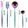 16 sztuk Zestaw sztućców Rainbow Zestaw obiadowy 18/10 Zestaw stalowych stali nierdzewnej Nóż Spoon Set Kitchen Silverware Akcesoria