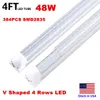 4ft 8ft أضواء LED على شكل حرف V متكامل LED أنبوب مصابيح 120W 4 صف المصابيح SMD2835 LED أضواء 100LM / W الأسهم في الولايات المتحدة الأمريكية