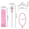 Girls Princess cosplay accessories 6pc set Crown+Fairy Stick+Necklace+Gloves+Ring+Eardrop Children party performance halloween jewelry C4685