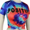 S-3XL Colore Tie-dye Donna T-shirt top Trendy Rainbow color Lettere Manica corta crop Top ragazze gilet tshirt streetwear plus size A42507