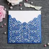 High Quality Laser Cut Hollow Flower Dark Blue Glitter Wedding Invitations Cards Personalized Bridal Shower Engagement Invitation Cheap