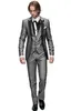 Mode Light Grey Groom Tuxedos Peak Lapel Groomsmen Mens Bröllopsklänning Stilig Man Jacka Blazer 3 Piece Suit (Jacka + Byxor + Vest + Tie) 914