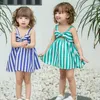 Dzieci Dziewczyny Ubrania Dziecko Stripe Dress Kids Designer Odzież Dziewczyny Suckende Dress 2019 Summer Beach Suknie 12 Kolory C6358