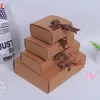 20 Stück Vintage-Geschenkboxen aus Kraftpapier für Kleidung, großer brauner Karton, Hemd, Seidenschal, Verpackungsboxen mit Band