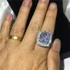 Vecalon Princess Promise Ring 925 Sterling Silver 6ct 5a CZ Engagement Bröllopsband Ringar för Kvinnor Bröllopsfinger Smycken