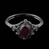 Vintage Kvinnors Smycken 925 Silverring Utsökt Imitation Amethyst Ruby Antik Anniversary Gift