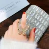 Anneau de papillon glacé pour les femmes de luxe de luxe BLING BLING DIAMANT RING RÉGLABLE OUR Silver Silver Zircon Ring Jewelr1747110