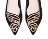 Sophia Webster Lady suede Leather Dress Shoes Butterfly Wings Embroidery Sharp Flat Shallow Women039s Single Shoes Size 341475941