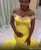 Aso Ebi arabe Dubaï jaune sexy sirène robes de soirée cristaux perlés satin étage longueur robes de bal robes de soirée formelles robes de soirée