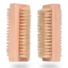 Brosse à ongles en bois Poils de sanglier naturels à deux faces Brosse à ongles manucure en bois SPA Brosse à double surface Brosses nettoyantes pour les mains WX9-1818