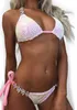 ew Adornos Traje de baño Mujer Lentejuelas Diamante Bikini conjunto Traje de baño Sexy Push up Piedras Correas Traje de baño Monokini1