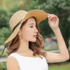 Foldable Lady Sun Caps Wide Brim Hats With Bow-knot Straw Beach Hat Panama Summer Ha ts For Women Free Ship