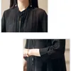 シャツ2019サマーシフォンブラウスの女性スタンドカラールーズトップブラウスプラスサイズシフォン着物カーディガンボーホーブラックホワイトシャツSMX190827