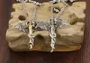 Оптовые- Роскошный дизайнерский рок-стиль старинный дракон меч Рилигиозным крестом Титановый сталь мужчин кулон ожерелье