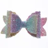 50pcs 8cm Newborn Glitter Leather Hair Bow With Fully Covered For Hair Clips Bowknot Boutique Hair Bows For Headbands