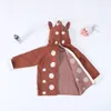 W419 Ins enfants dessin animé cerf pull bébé filles fermeture éclair cardigan à capuche tricots chandails