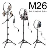 M26 10 inch LED Selfie Ring Lighting with Tripod Stand for Live Stream Youtube Tiktok Vlog Dimmable LED Camera Beauty Ringlight