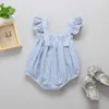 Zomer Gestreepte Baby Meisjes Kleding Mouwloze Katoenen Jongen en Meisjes Bodysuit met Strik Kinderkleding Gratis Verzending