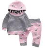 Baby Girl Kläder Cloud Bebes Hooded Toppar Byxor 2st Satser Rosa Barnkläder Set Vinter Baby Outfits 30Lots DW4546