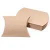 50 st plant Söt Kraft Paper Pillow Gift Wrap Favor Box Wedding Party Favor Gifts Candy Förpackning Hem Partys Födelsedagförsörjning