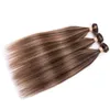 Klavier #4/27 Gemischte Farbe Gerade Peruanisches Menschenhaar Bundles 3 Stücke Honig Blonde Highlight Mix Klavierfarbe Menschliches Haar Weave Extensions