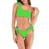 One-Shoulder Swimwear 18 Styles Women Striped Printed Bikini Swimsuit Summer Beach Bathing Suit 2pcs/set 2sets OOA6811