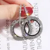 S925 Silver Stitch Fashion Earrings with Diamond Studded Geometric Circle Earrings Vintage Color Studded Long Fringe Earrings6832380