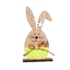 Easter Rabbit Wood Decorations Easter Egg Ribbon Stand Decoration Nordic INS Wooden Bunny Egg Painted Small Ornaments