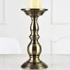 Classic Black Gold Bronze Pillar Candle Holder Retro Iron Stand Wedding Tabletop Centerpiece