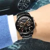 男性のステンレス鋼の腕時計Crrju Man Top Luxury Brandユニークなクォーツクロノグラフアーミー防水時計カジュアルファッションウォッチ227U