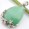 Luckyshine 27*25mm 6 pièces/lot Vintage argent naturel vert Dongling cristal pendentif nouveau charme fait à la main Rose fleur pendentif collier bijoux