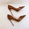 Tassa gratuita stile marrone opaco pelle punta punta tacchi alti scarpe stivali pompe sposa scarpe da festa di nozze a spillo 12 cm 10 cm 8 cm
