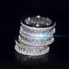 2019 Nouvelle arrivée bijoux de luxe étincelante 10kt White Gold Femme Princesse Cut White Topaz CZ Diamond Mariage Band Rin7375515