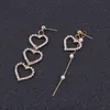 Wholesale- diamonds dangle earrings for women fashion link chain pearls asymmetric chandelier earring S925 silver needle love luxury jewelry